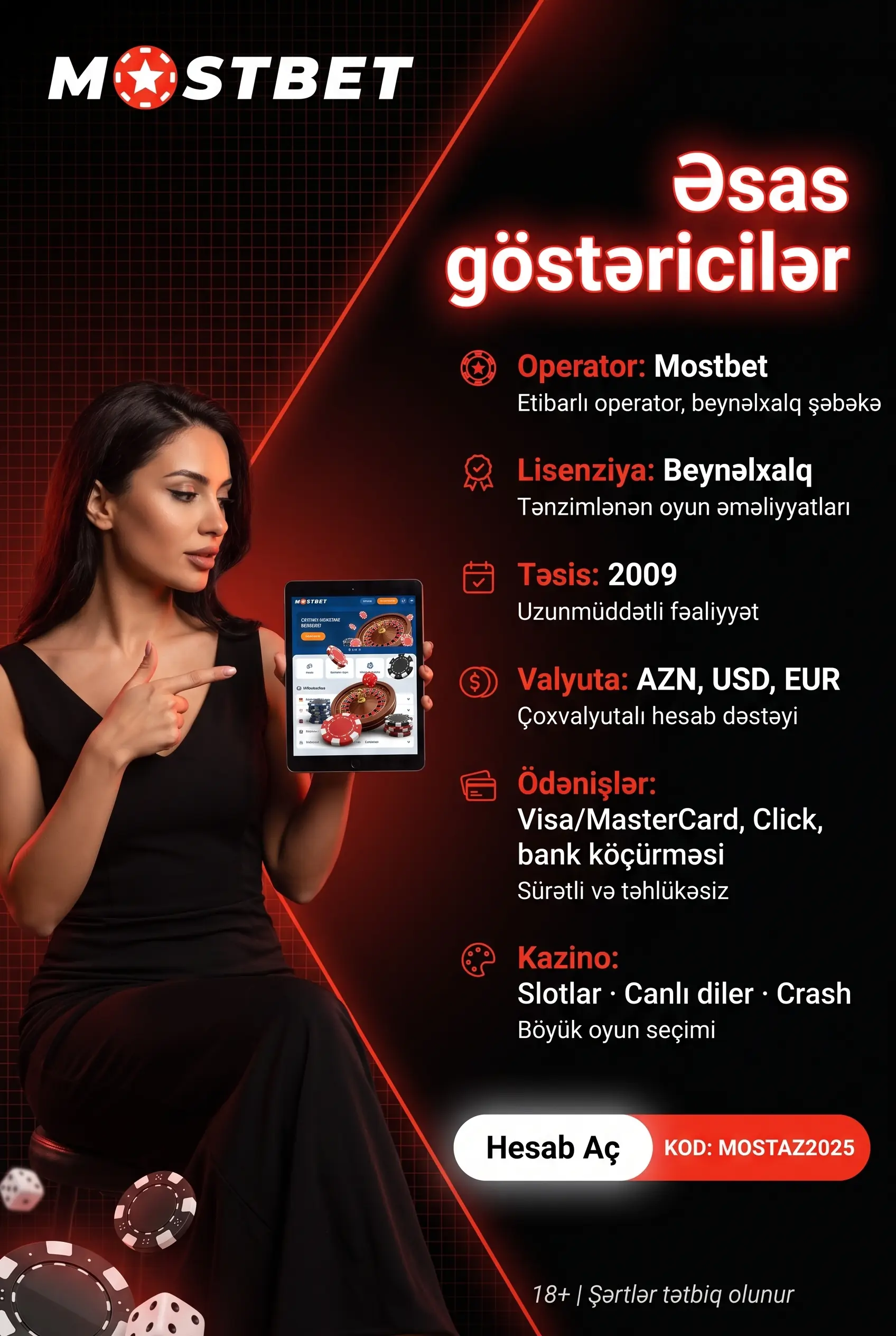 Mostbet platformasının əsas göstəriciləri